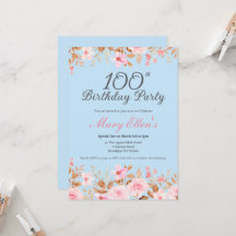 100e Anniversaire Fleur Rose Élégant Floral Fémini