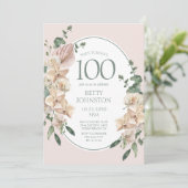 Invitation 100e Anniversaire Floral Tropical (Debout devant)