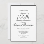 Invitation 100e anniversaire Homme élégant photo élégant (Devant)