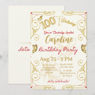 Invitation 100e anniversaire Jalon Élégant