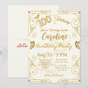 Invitation 100e anniversaire Jalon Élégant