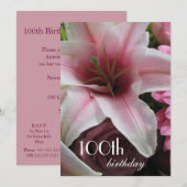 Invitation 100e anniversaire - Lily rose (Devant / Derrière)