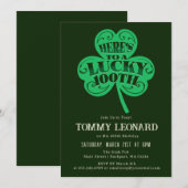 Invitation 100e anniversaire Lucky Shamrock irlandais (Devant / Derrière)