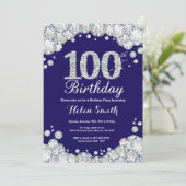 Invitation 100e anniversaire Marine Bleu Diamant d'argent (Debout devant)