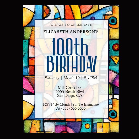 Invitation 100e anniversaire Moderne Cubiste