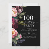 Invitation 100e anniversaire Moody moderne Bourgogne Blush Fl (Devant)
