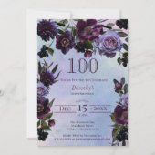 Invitation 100e anniversaire Moody Purple Gothic Flower (Devant)