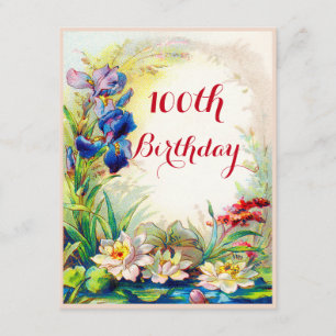 Invitation 100e anniversaire Nénuphars Vintages Iris Flowers