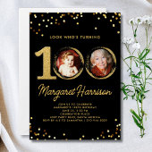 Invitation 100e anniversaire Parties scintillant d'or Confett