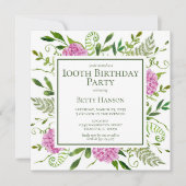 Invitation 100e anniversaire Pink Hydrangeas (Devant)