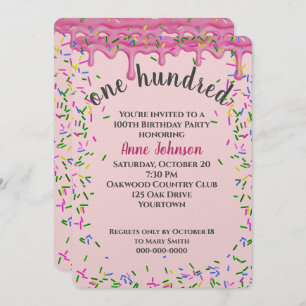 Invitation 100e Anniversaire Pink Icing Et Sprinkles