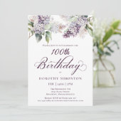Invitation 100e anniversaire Purple Spring Fleur Lilac Invita (Debout devant)