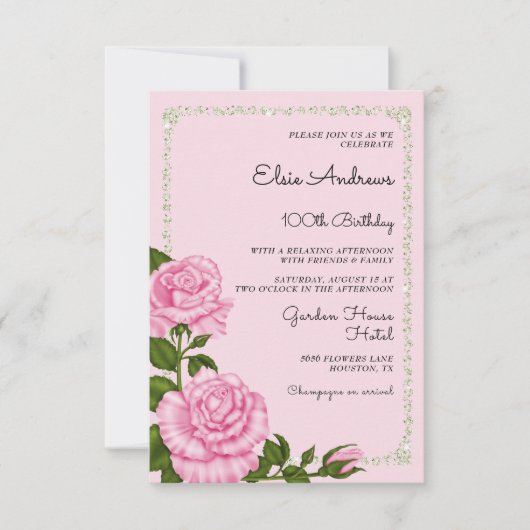 Invitation 100e anniversaire Rose du centenaire (Devant)