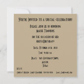 Invitation 100e anniversaire - Rose jaune (Dos)