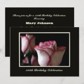 Invitation 100e anniversaire Roses d'invitation (Devant / Derrière)