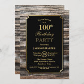 Invitation 100e anniversaire Rustic Wood Party (Devant / Derrière)