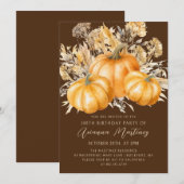 Invitation 100e Anniversaire Rustique Boho Citrouille Feuilla (Devant / Derrière)