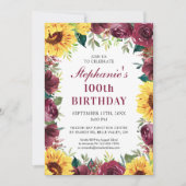 Invitation 100e anniversaire Sunflower Bourgogne frontière Ro (Devant)