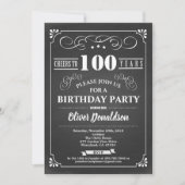 Invitation 100e anniversaire tableau noir et blanc (Devant)