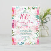 Invitation 100e anniversaire Tropical Floral Peony Party (Debout devant)