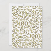 Invitation 100e fête d'anniversaire Gold/Motif de numéro blan (Dos)