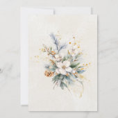 Invitation 100e fête d'anniversaire Hiver Blanc Floral vert (Dos)