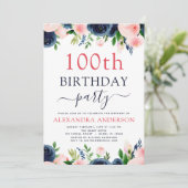 Invitation 100e fête d'anniversaire Marine bleu bleu bleu ble (Debout devant)