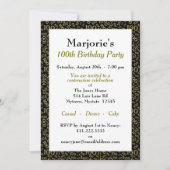 Invitation 100e fête d'anniversaire Noir / Motif de numéro d' (Devant)