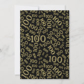 Invitation 100e fête d'anniversaire Noir / Motif de numéro d' (Dos)