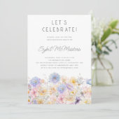 Invitation 100e fête d'anniversaire Printemps aquarelle Flora (Debout devant)