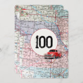 Invitation 100e fête d'anniversaire Red Retro Truck (Devant / Derrière)