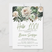 Invitation 100e fête d'anniversaire Sage Green Floral (Devant)