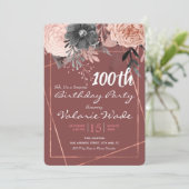 Invitation 100e fête d'anniversaire Suprise rose roses (Debout devant)