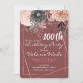 Invitation 100e fête d'anniversaire Suprise rose roses (Devant)