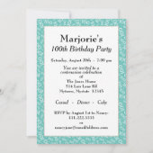 Invitation 100e fête d'anniversaire Turquoise/Motif numérique (Devant)