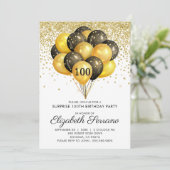 Invitation 100e Parties scintillant d'or noir pour la fête d' (Debout devant)