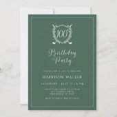 Invitation 100th Birthday Party Golf Crest Elegant Script (Devant)