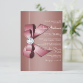 Invitation 100th Centenarian Jewel Bow & Ribbon Birthday (Debout devant)