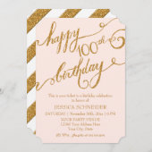 Invitation 100th, centième célébration de fête d'anniversaire (Devant / Derrière)