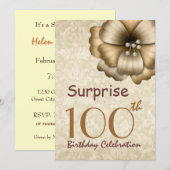 Invitation 100th Fleur d'or de fête d'anniversaire de (Devant / Derrière)