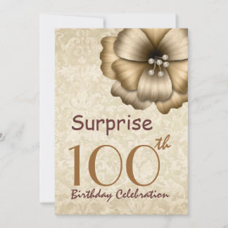 Invitation 100th Fleur d'or de fête d'anniversaire de
