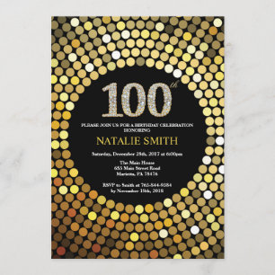 Invitation 100th Noir d'invitation d'anniversaire et parties