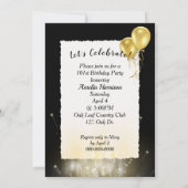 Invitation 101e Anniversaire Ballons Or En Boîte Blanche (Dos)