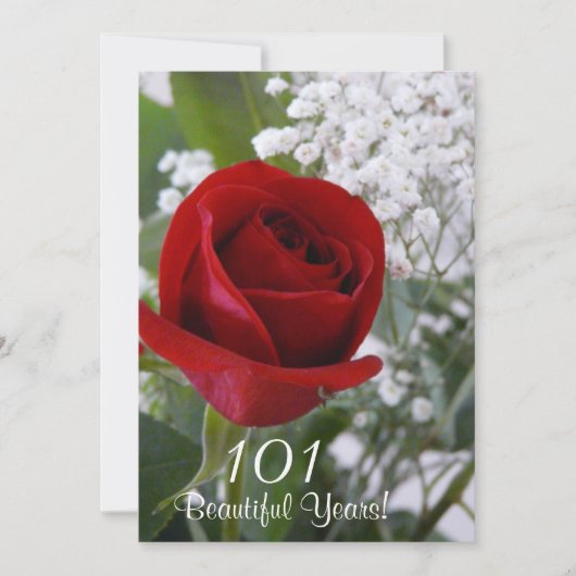 Invitation 101e anniversaire - Rose rouge (Devant)