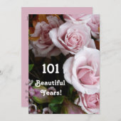Invitation 101e fête d'anniversaire - Bouquet de rose (Devant / Derrière)