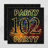 Invitation 102e anniversaire avec feu d'artifice (Devant / Derrière)