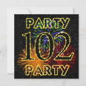 Invitation 102e anniversaire avec feu d'artifice (Devant)