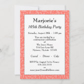 Invitation 105e anniversaire Coral/Blanc Motif de numéro aléa (Devant)