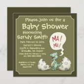 Invitation 106 de baby shower : Bébé de dinosaure (Devant / Derrière)