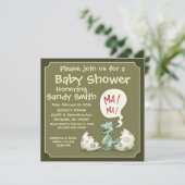 Invitation 106 de baby shower : Bébé de dinosaure (Debout devant)